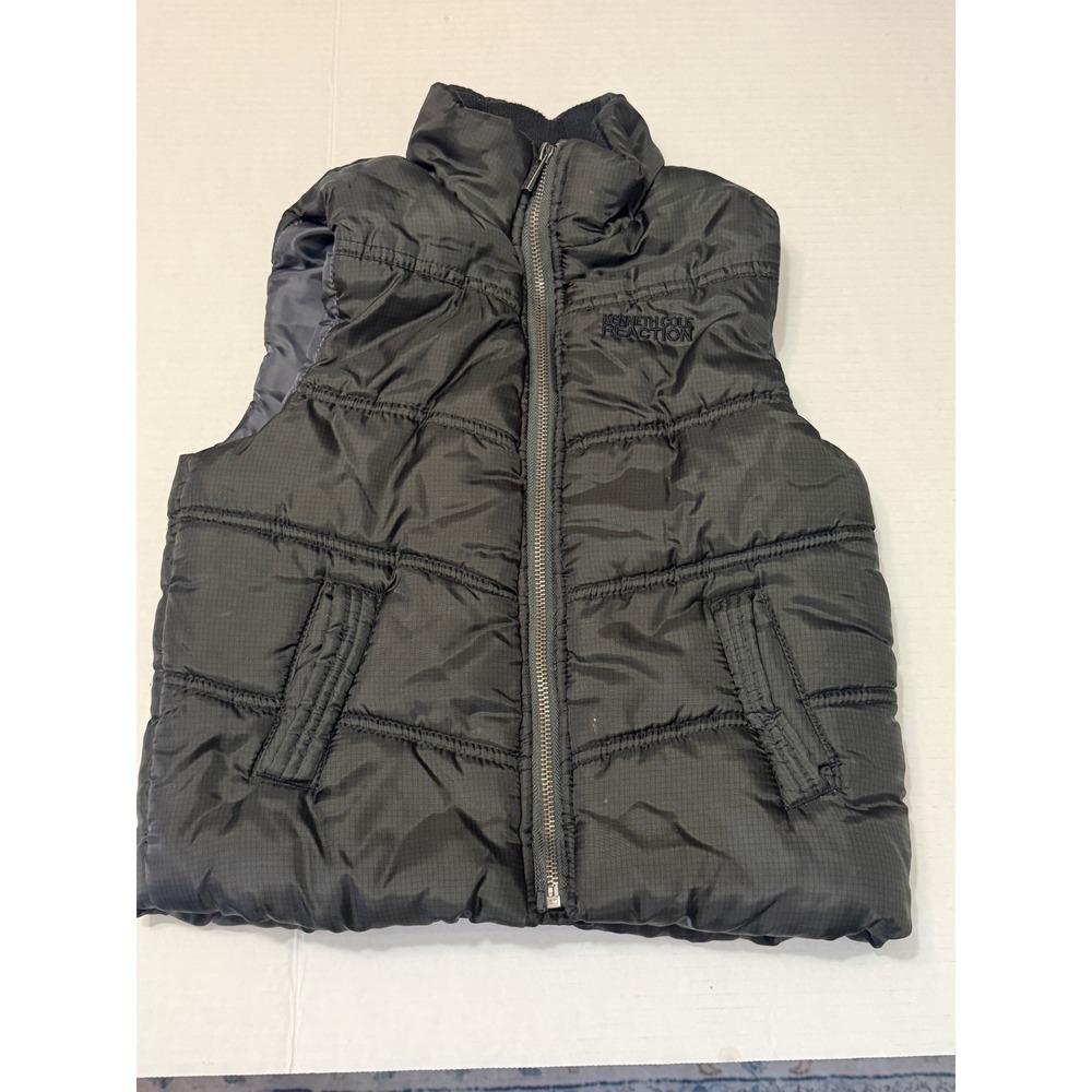 Kenneth Cole Reaction Boys Girls Black Puffer Vest Ripstop Quilted Zip Up 5 6